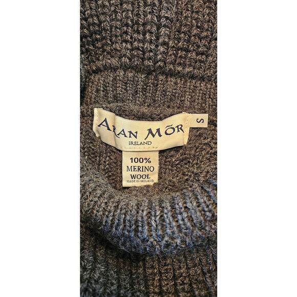 Aran Mor Womens SM Ireland Sweater Irish Knot Cable Knit Grey 100% Merino Wool - Picture 4 of 5